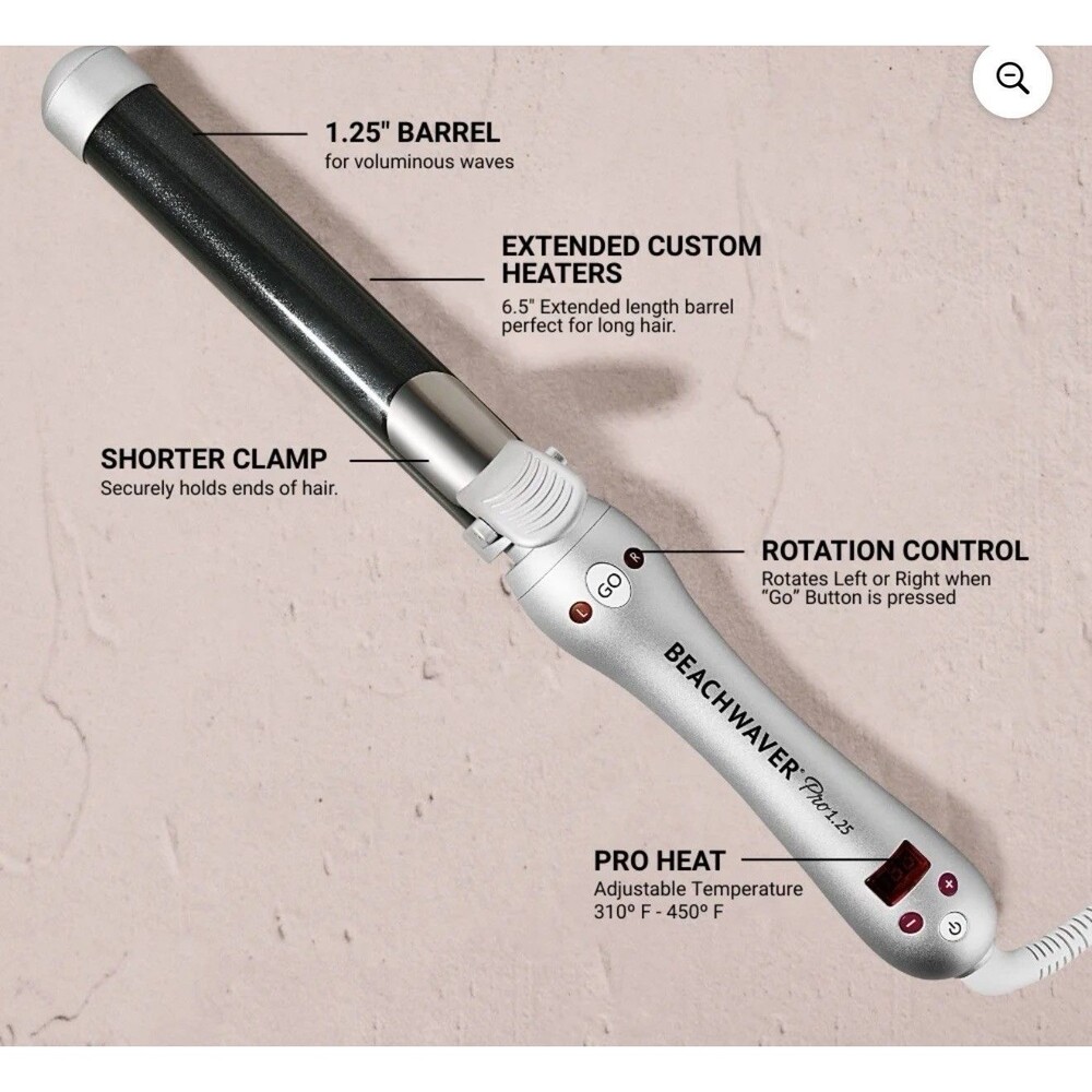Beachwaver Pro 1.25 Inch Ceramic Rotating Curling Iron, 6.5 Ceramic Rod
